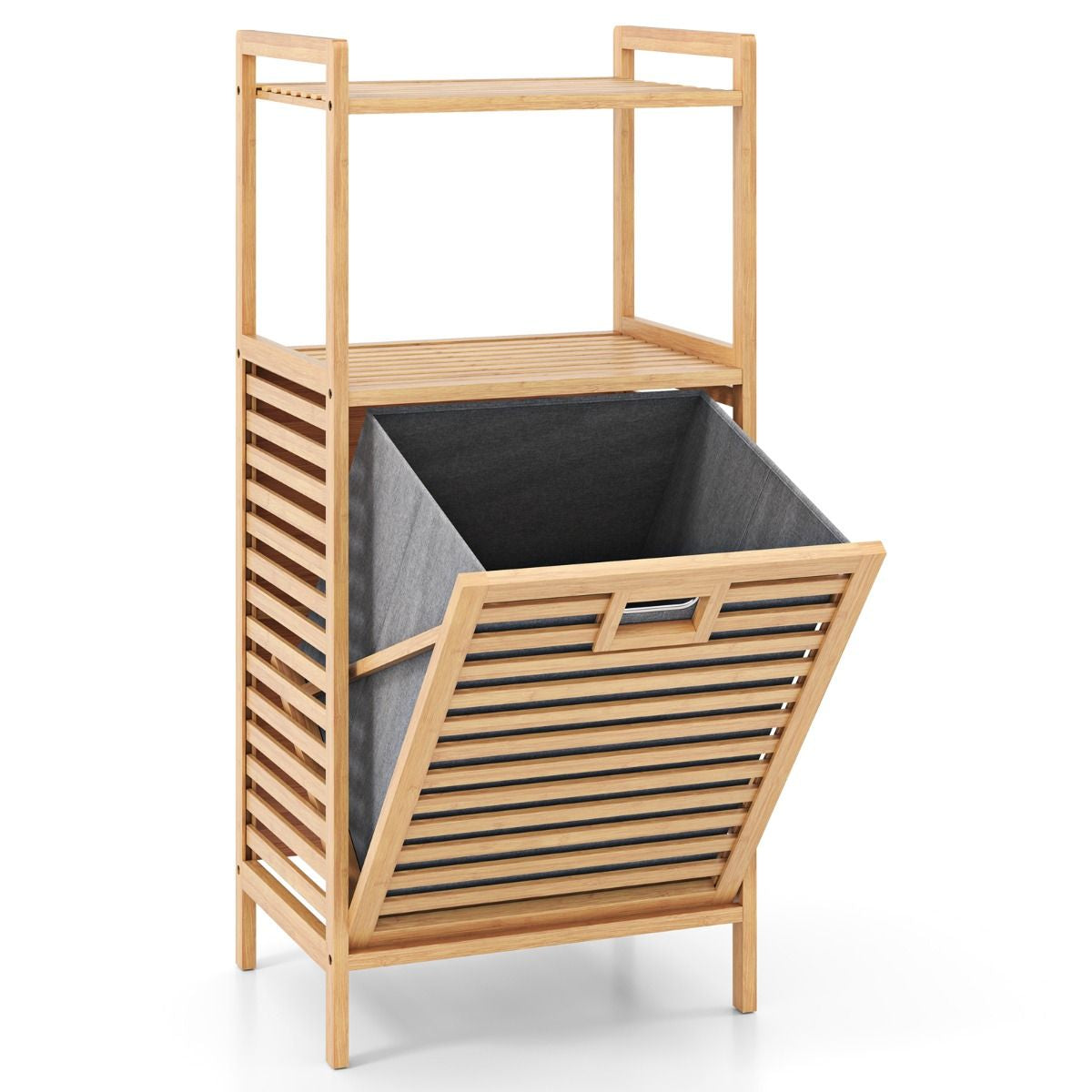 Tilt Out Laundry Hamper with 2-Tier Storage Shelves
