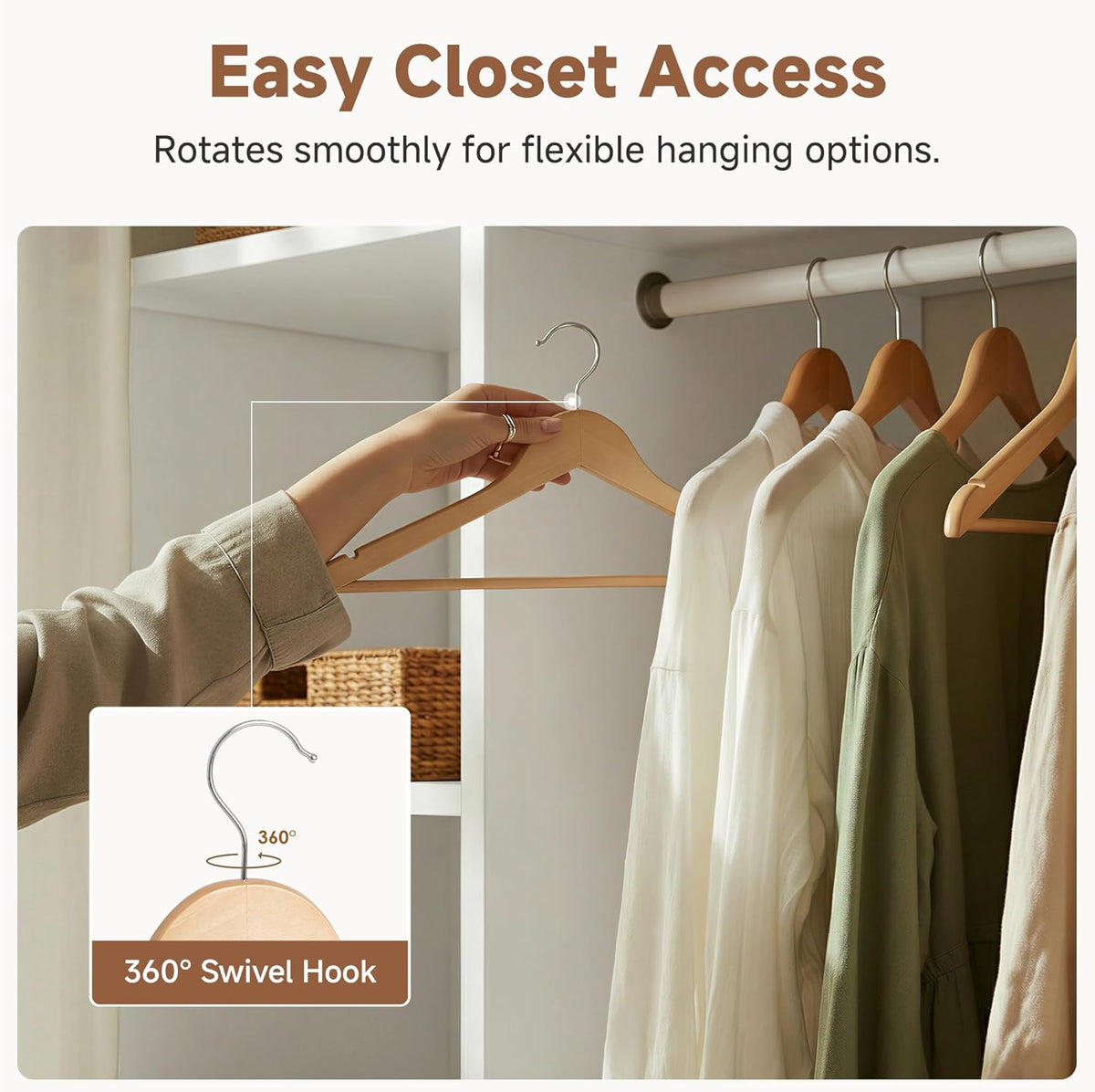 Solid Wood Coat Hangers, Pack of 20, view 6