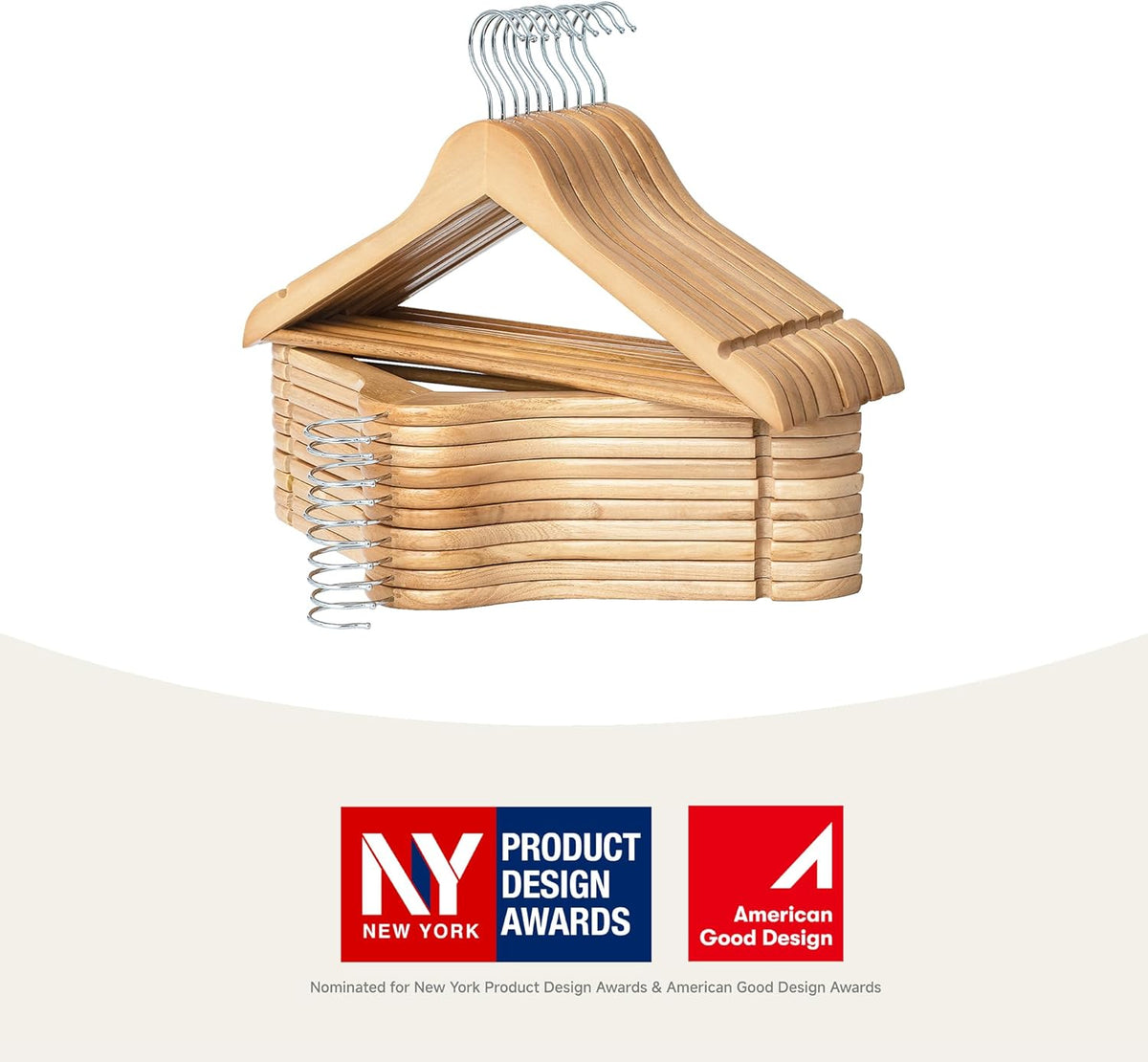 Solid Wood Coat Hangers, Pack of 20, view 3