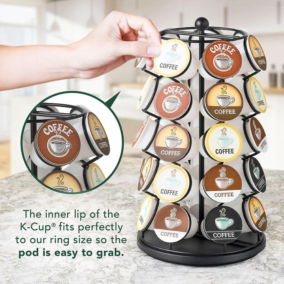 Rotating Coffee Pod Carousel, Holds 35 Pods, Black, view 6