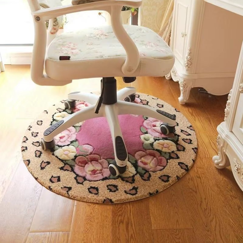 Pink Flower Print round Bathroom Carpet Dia 80Cm Non-Slip Bathroom Mat for Doorway Toilt Bedroom Bath Mat Rug Cheap Bath Carpet