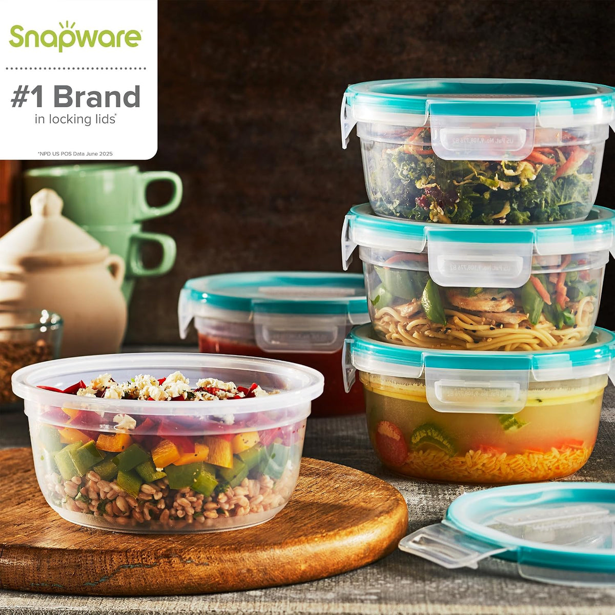 Round Meal Prep Containers with Lids, 10 Piece Set, view 4