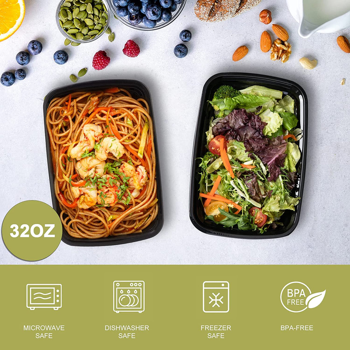 Reusable Meal Prep Containers, 950 ml, Pack of 50, view 2