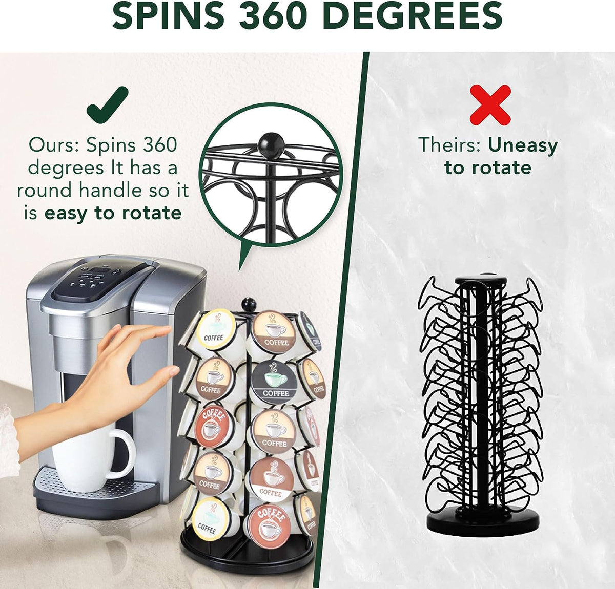 Rotating Coffee Pod Carousel, Holds 35 Pods, Black, view 3