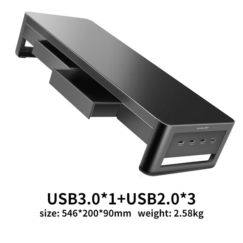 Monitor Stand Riser with USB3.0 Hub Support Data Transfer and Charging Steel Desk Organizer for Laptop Computer