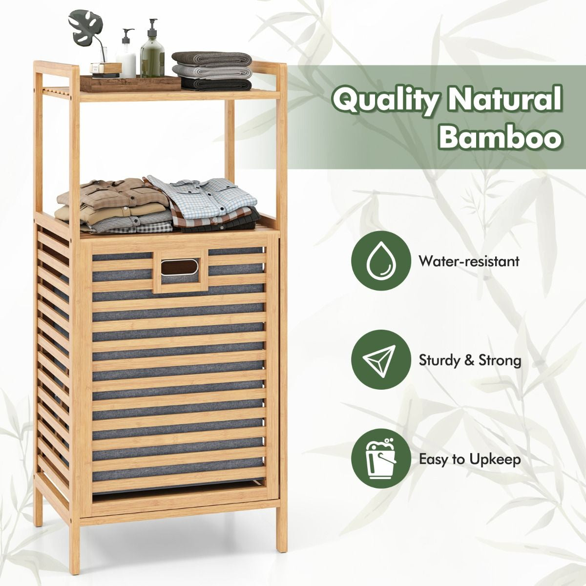 Tilt Out Laundry Hamper with 2-Tier Storage Shelves