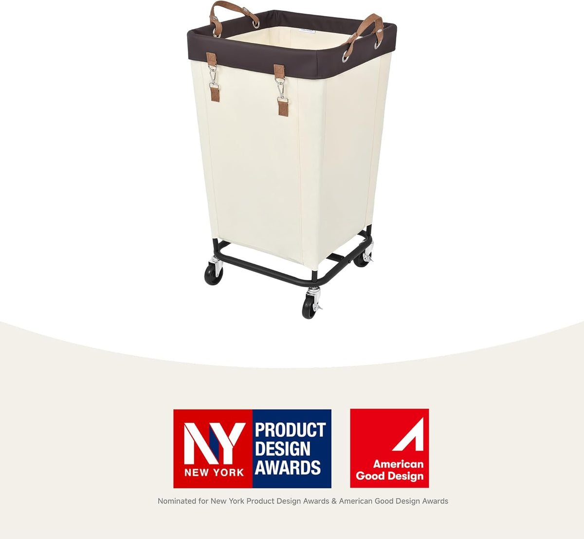 Rolling Laundry Basket on Wheels, 160 Litre, Beige, view 8