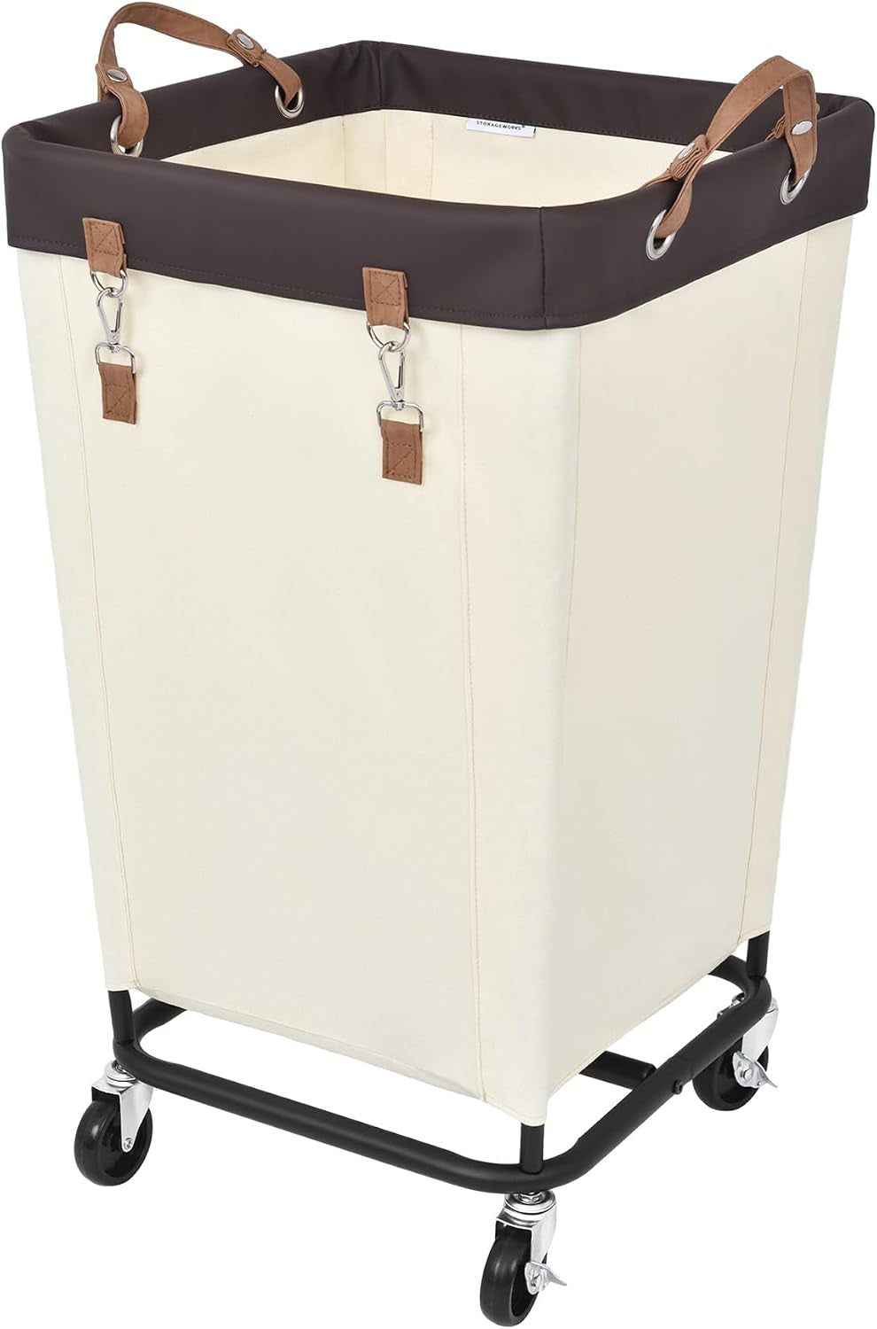 Rolling Laundry Basket on Wheels, 160 Litre, Beige