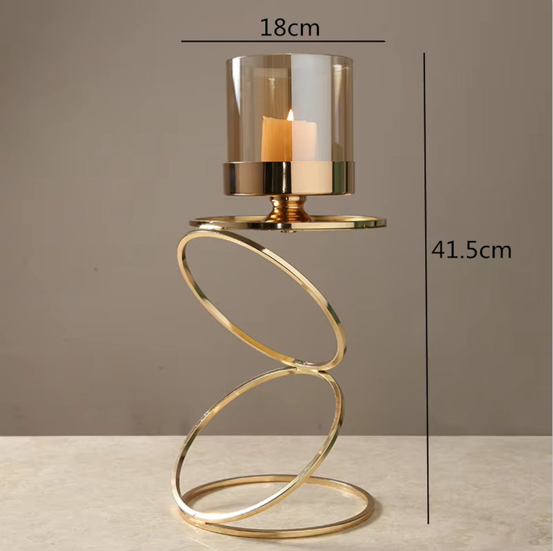 Nordic Creative Retro Gold Candlestick Decorative Ornaments Glass Candle Holders Modern Home Wedding Decoration Christmas