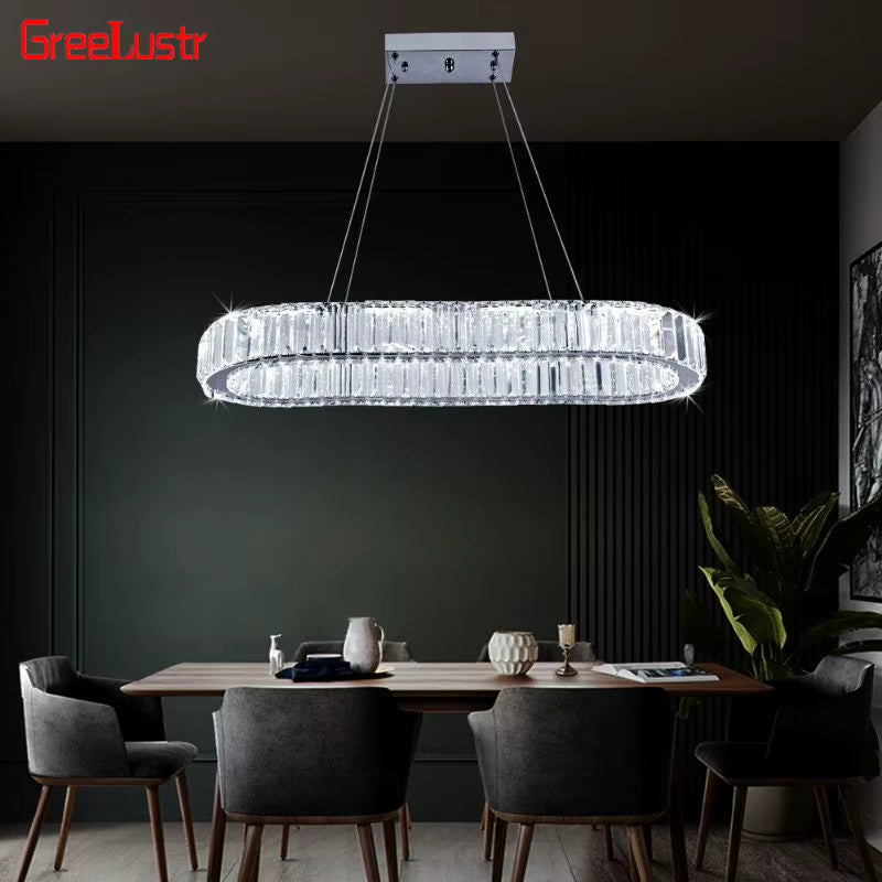 Luxury Rings Chandeliers for Dining Room Stainless Steel Modern Home Decor Hanging Lighting K9 Crystal Light Ceiling Chandeliers