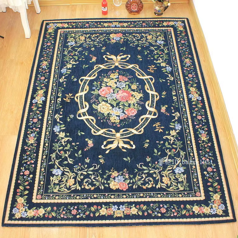 European Style Thick Delicate Floral Carpets for Living Room Decor Pastoral Area Rug Bedroom Home Floor Door Mat Big Carpet