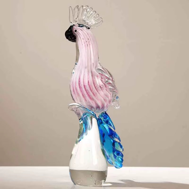 Parrot Sculpture Ornament, Glass Crafts, Bird Statues, Luxury Creative Gift, Living Room, Office, Desktop Decoration, Artwork