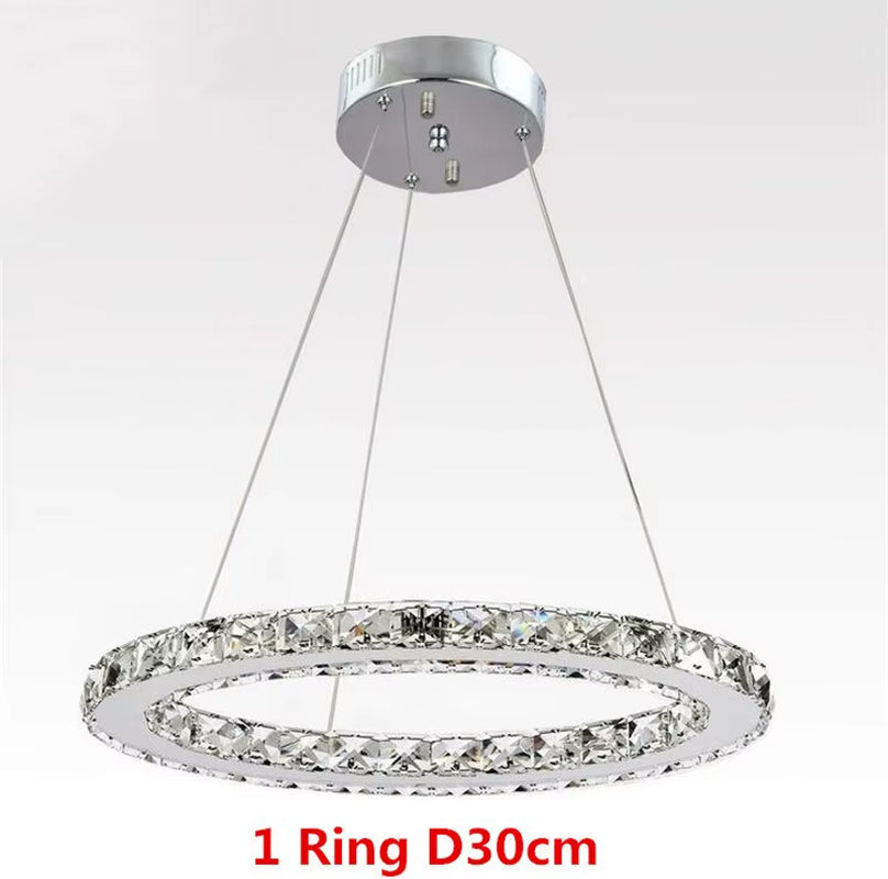 Luxury Rings Chandeliers for Dining Room Stainless Steel Modern Home Decor Hanging Lighting K9 Crystal Light Ceiling Chandeliers