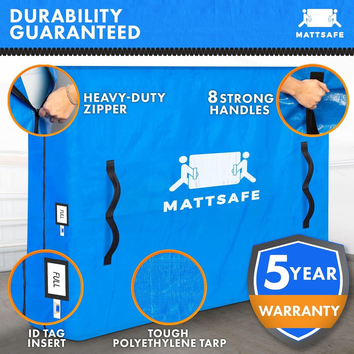 Reusable Double Mattress Bag with 8 Handles, view 3