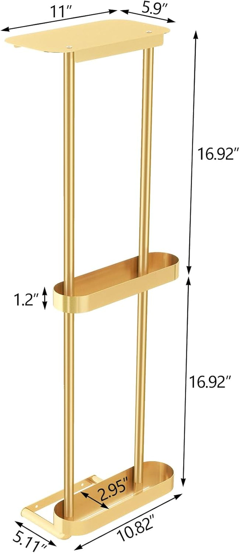 Wall Mounted Towel Rack with Shelf, Gold, view 3