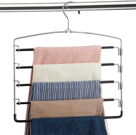 Five Tier Swing Arm Trouser Hangers, Pack of 3