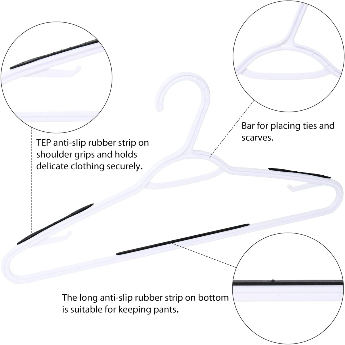 Black Plastic Hangers with Clips, Pack of 30, view 3