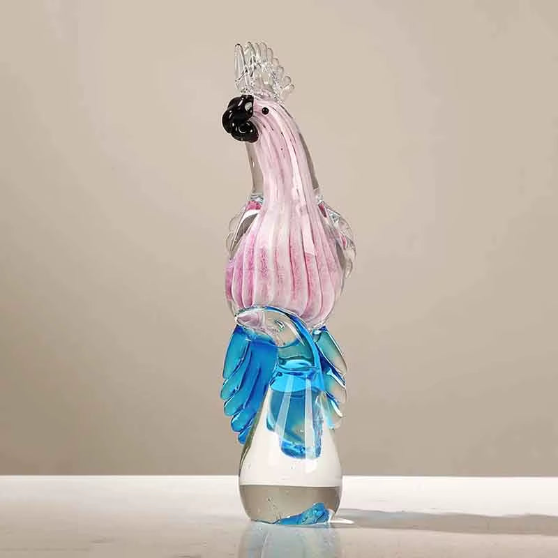 Parrot Sculpture Ornament, Glass Crafts, Bird Statues, Luxury Creative Gift, Living Room, Office, Desktop Decoration, Artwork