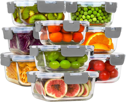 Glass Food Storage Containers, 18 Piece Set