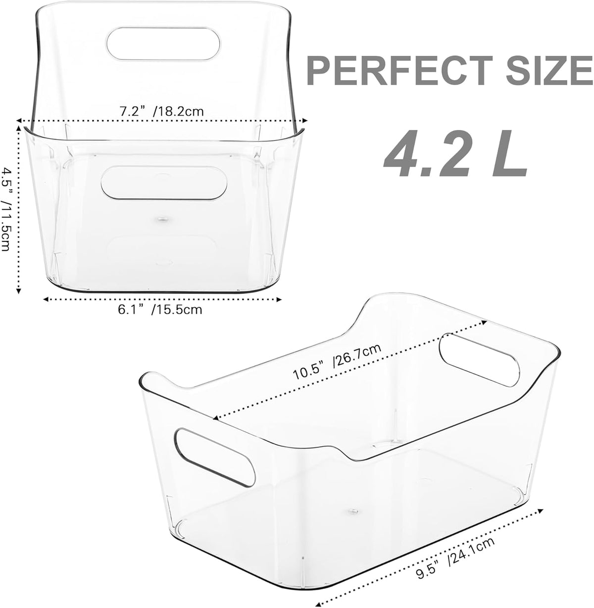 Clear Storage Bins, 3.7 Litre, Pack of 12, view 2