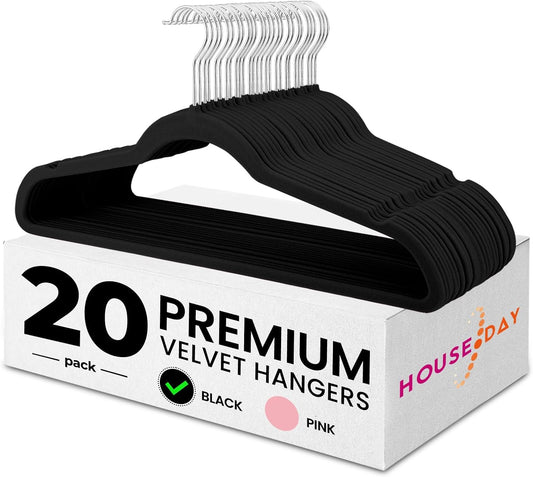 Black Velvet Hangers, Pack of 20