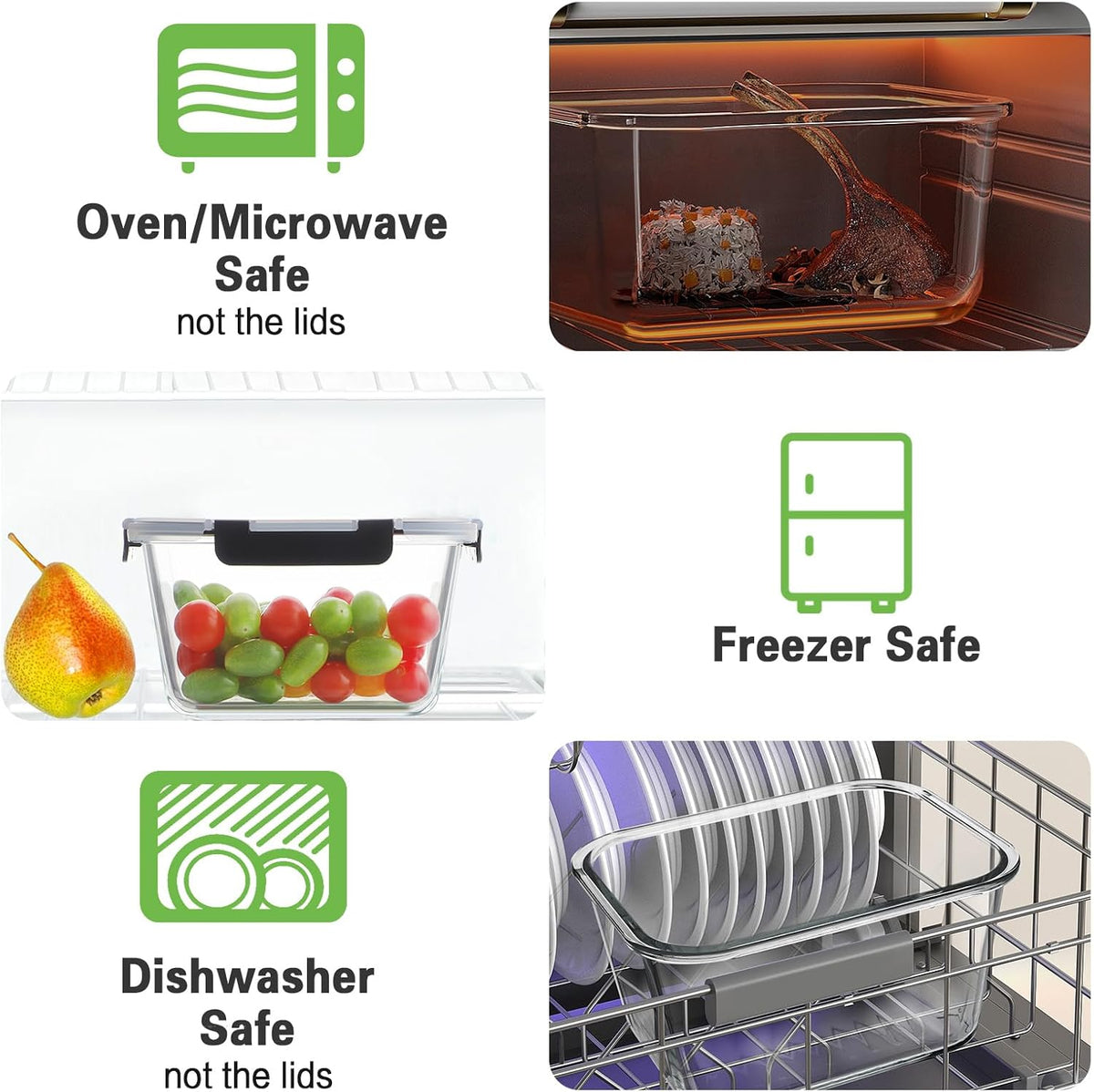 Large Glass Food Storage Containers, 1.8 Litre, Set of 2, view 4