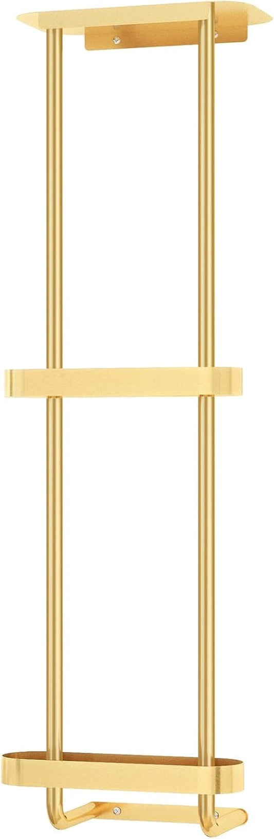 Wall Mounted Towel Rack with Shelf, Gold