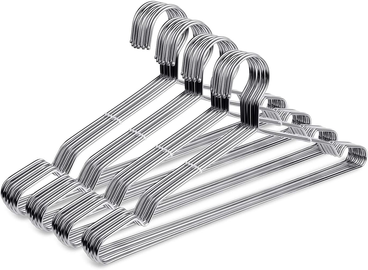 Slim Stainless Steel Hangers, Pack of 40