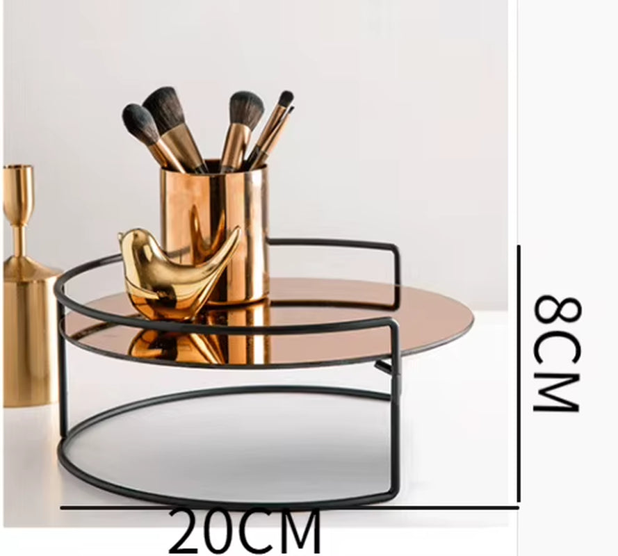 European-Style Double-Layer Stainless Steel Cosmetic Storage Box Home Desktop Dressing Table Perfume Rack Bathroom Makeup Rack