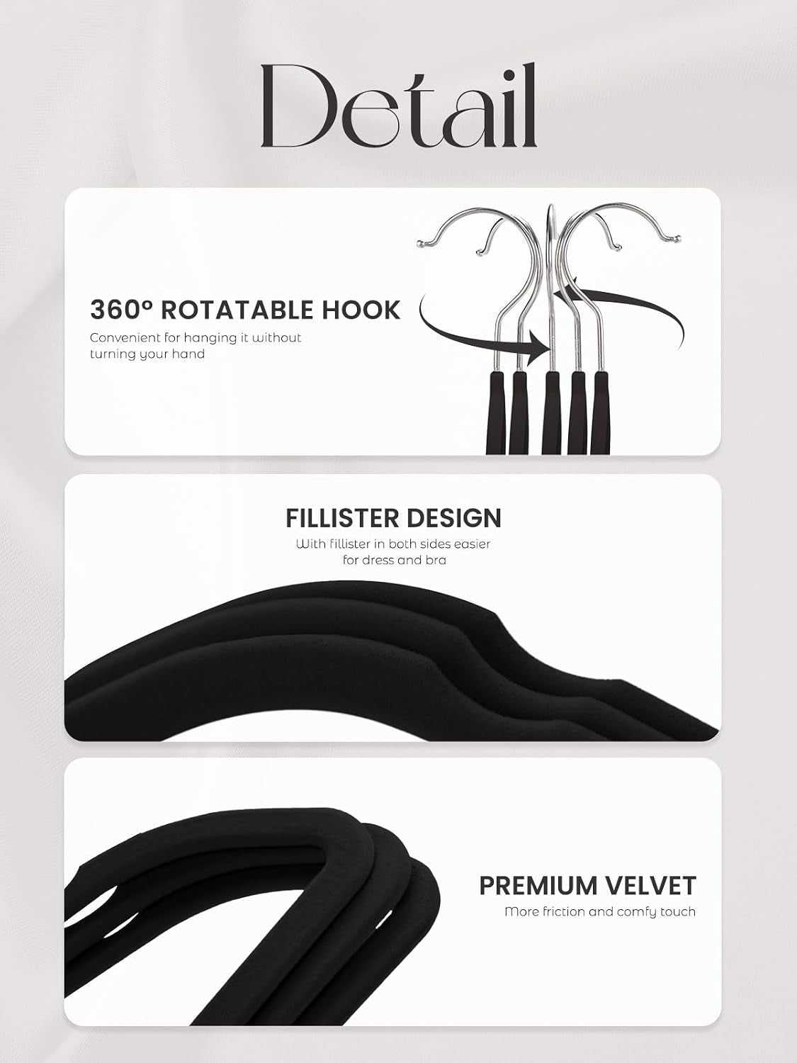 Black Velvet Hangers, Pack of 20, view 6