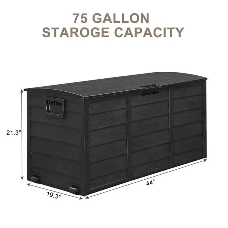 Pure Black Courtyard Storage Box with Two Wheels