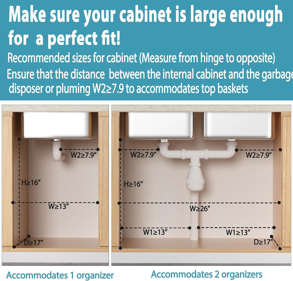 Two Tier Pull Out Under Sink Organiser, Set of 2, view 6