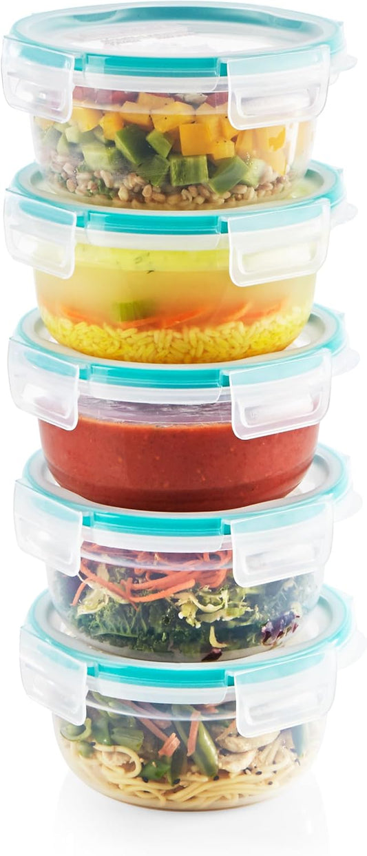Round Meal Prep Containers with Lids, 10 Piece Set