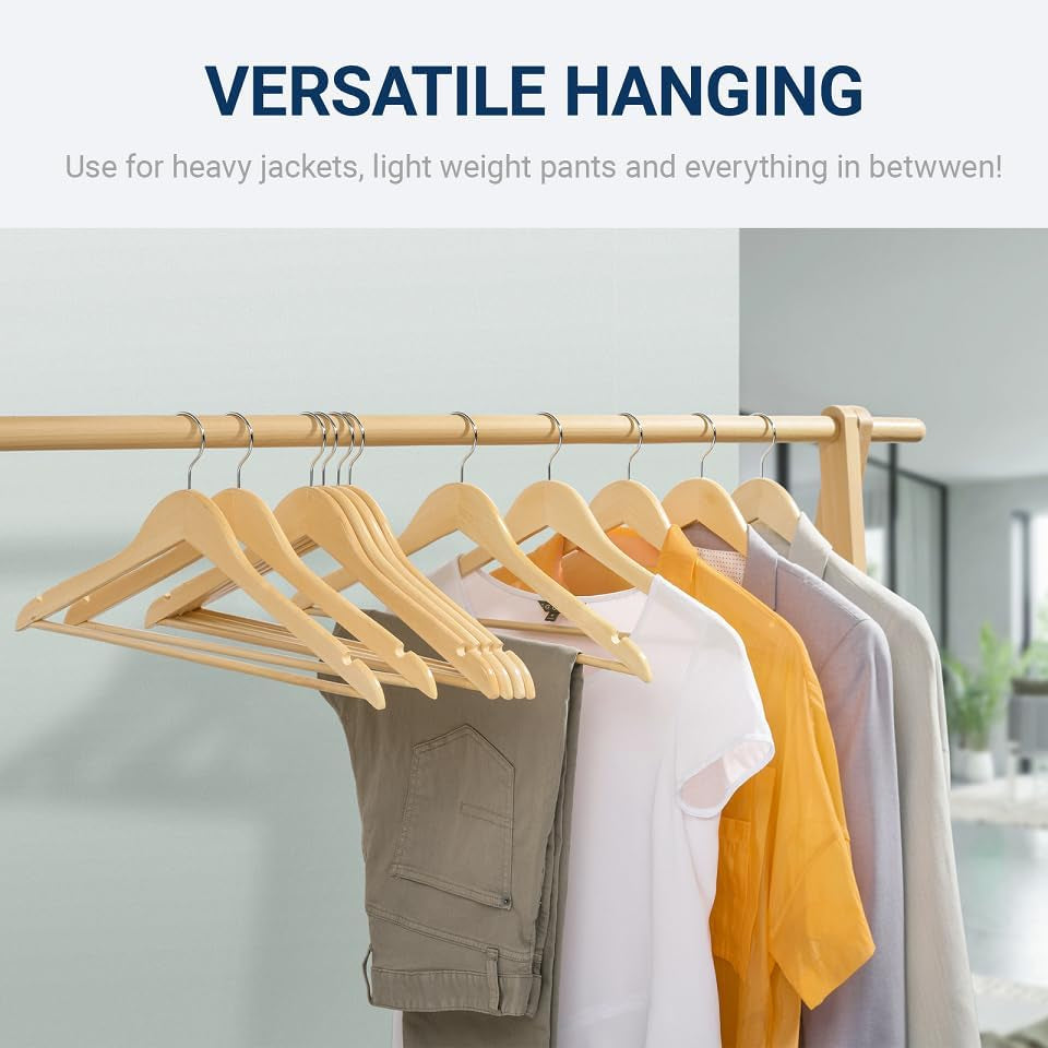 Natural Wooden Coat Hangers, Pack of 30, view 6