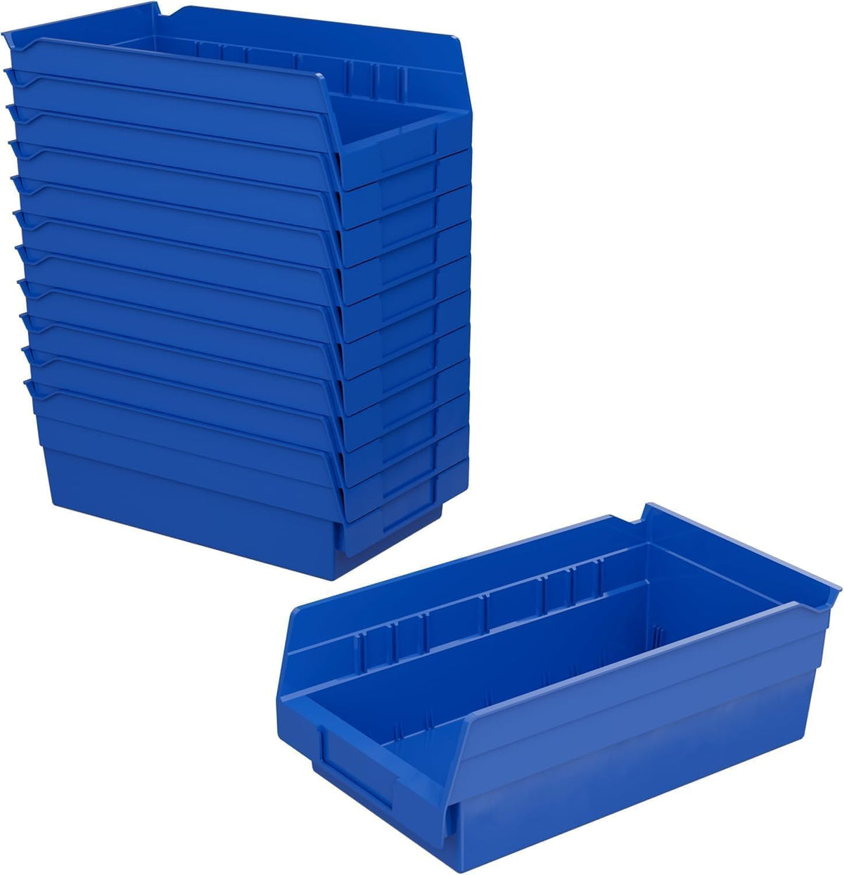 Heavy Duty Shelf Bins, Pack of 12, Blue