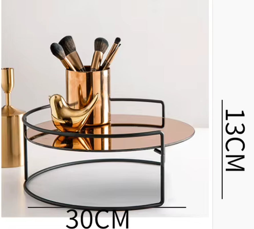 European-Style Double-Layer Stainless Steel Cosmetic Storage Box Home Desktop Dressing Table Perfume Rack Bathroom Makeup Rack