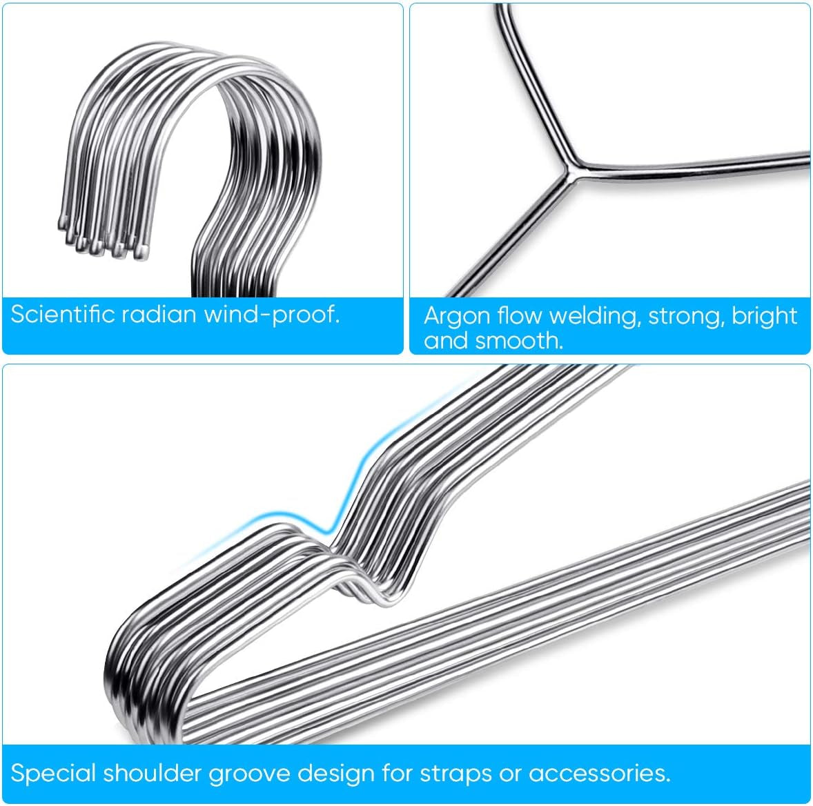 Slim Stainless Steel Hangers, Pack of 40, view 3