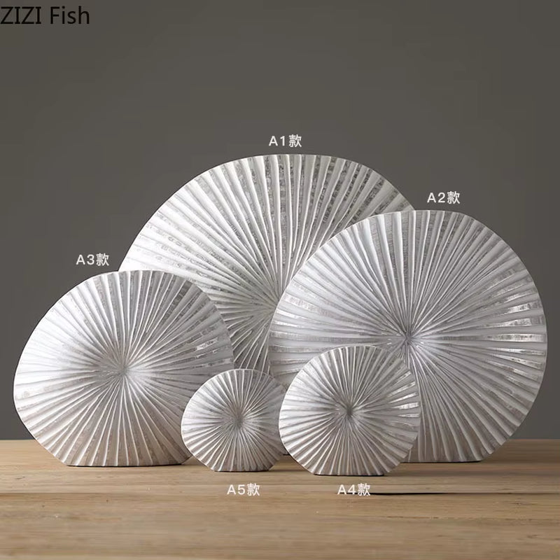 Silver Plated Vase Singular Ellipse Flower Arrangement Artificial Flowers Use Flower Vases Resin Crafts Living Room Decoration
