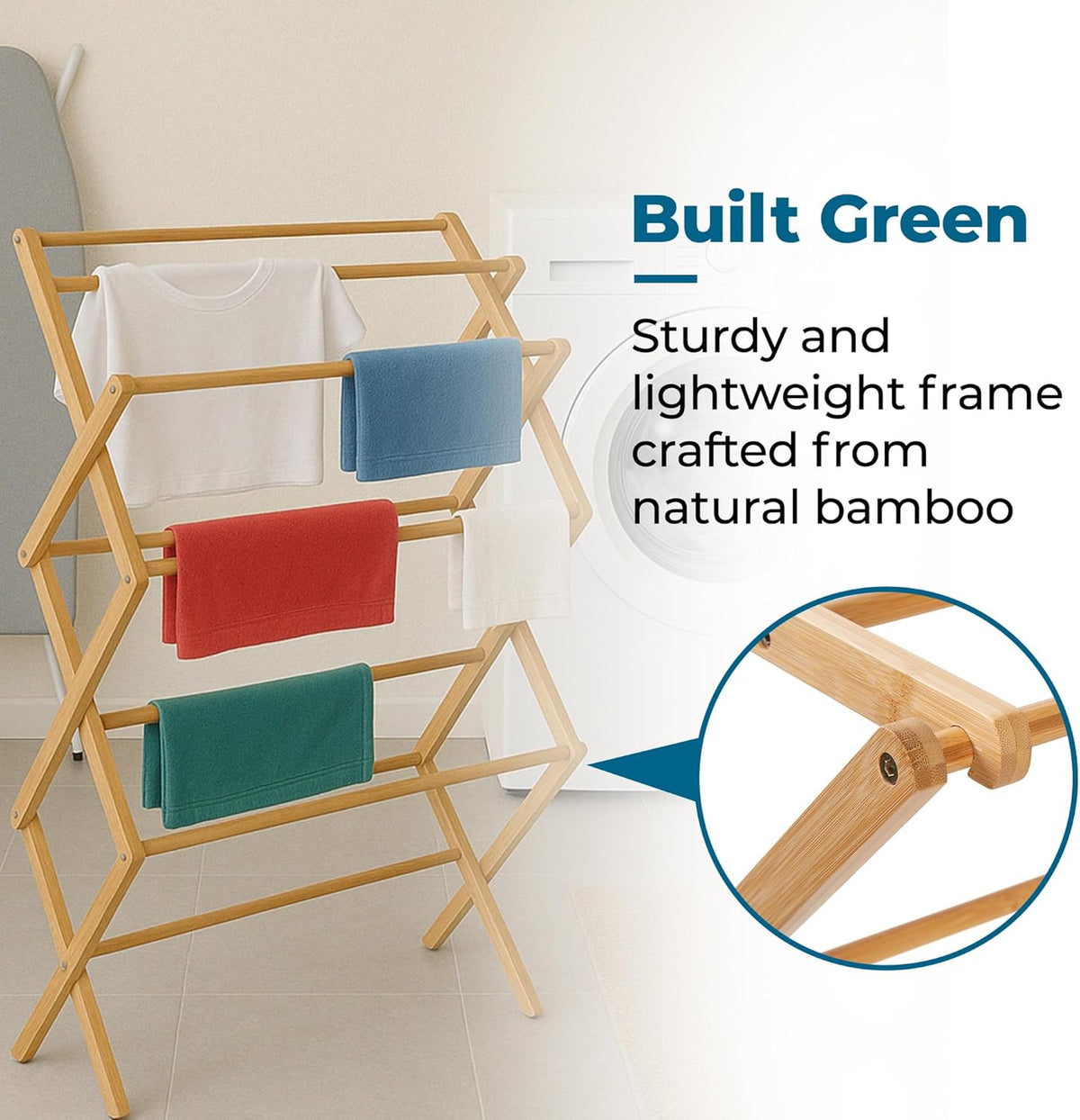 Collapsible Bamboo Clothes Drying Rack, view 5