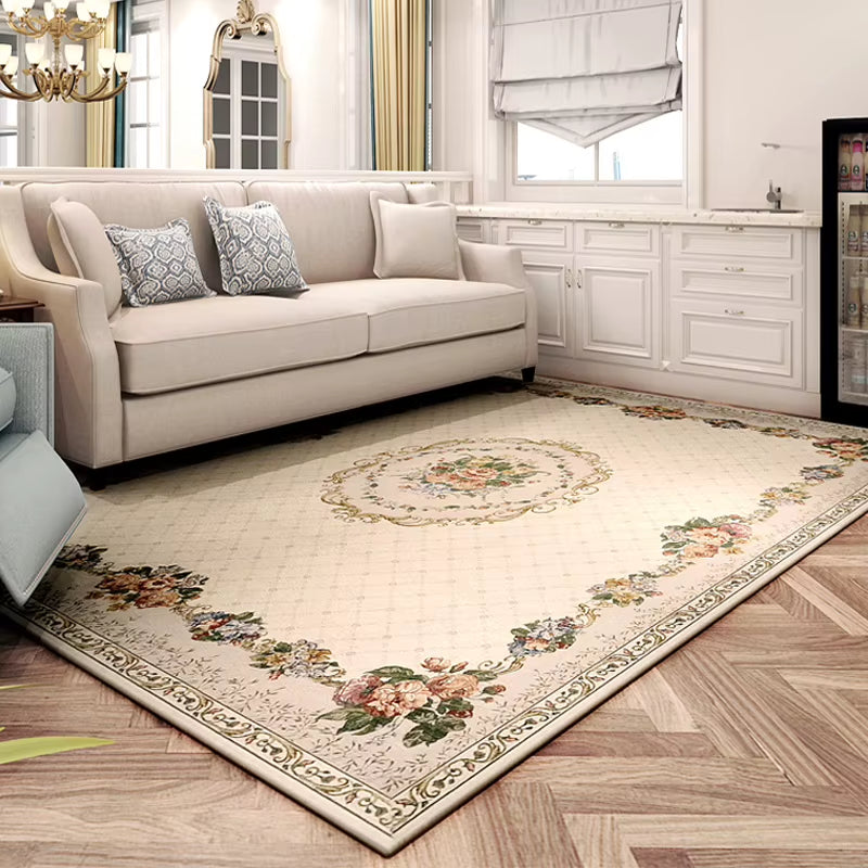 European Style Thick Delicate Floral Carpets for Living Room Decor Pastoral Area Rug Bedroom Home Floor Door Mat Big Carpet