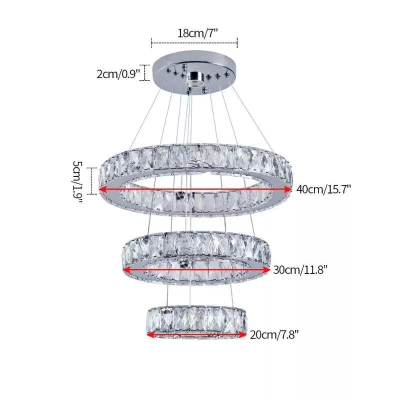 Luxury Rings Chandeliers for Dining Room Stainless Steel Modern Home Decor Hanging Lighting K9 Crystal Light Ceiling Chandeliers