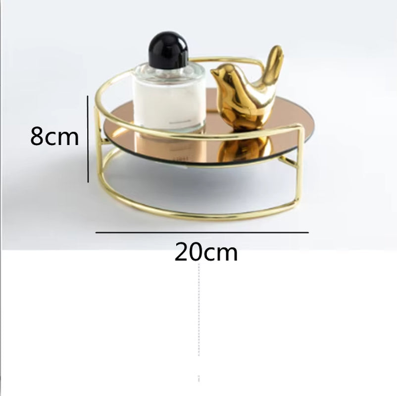 European-Style Double-Layer Stainless Steel Cosmetic Storage Box Home Desktop Dressing Table Perfume Rack Bathroom Makeup Rack