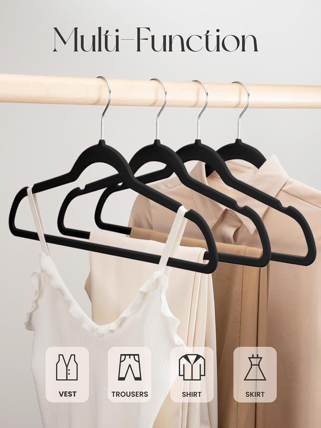 Black Velvet Hangers, Pack of 20, view 2