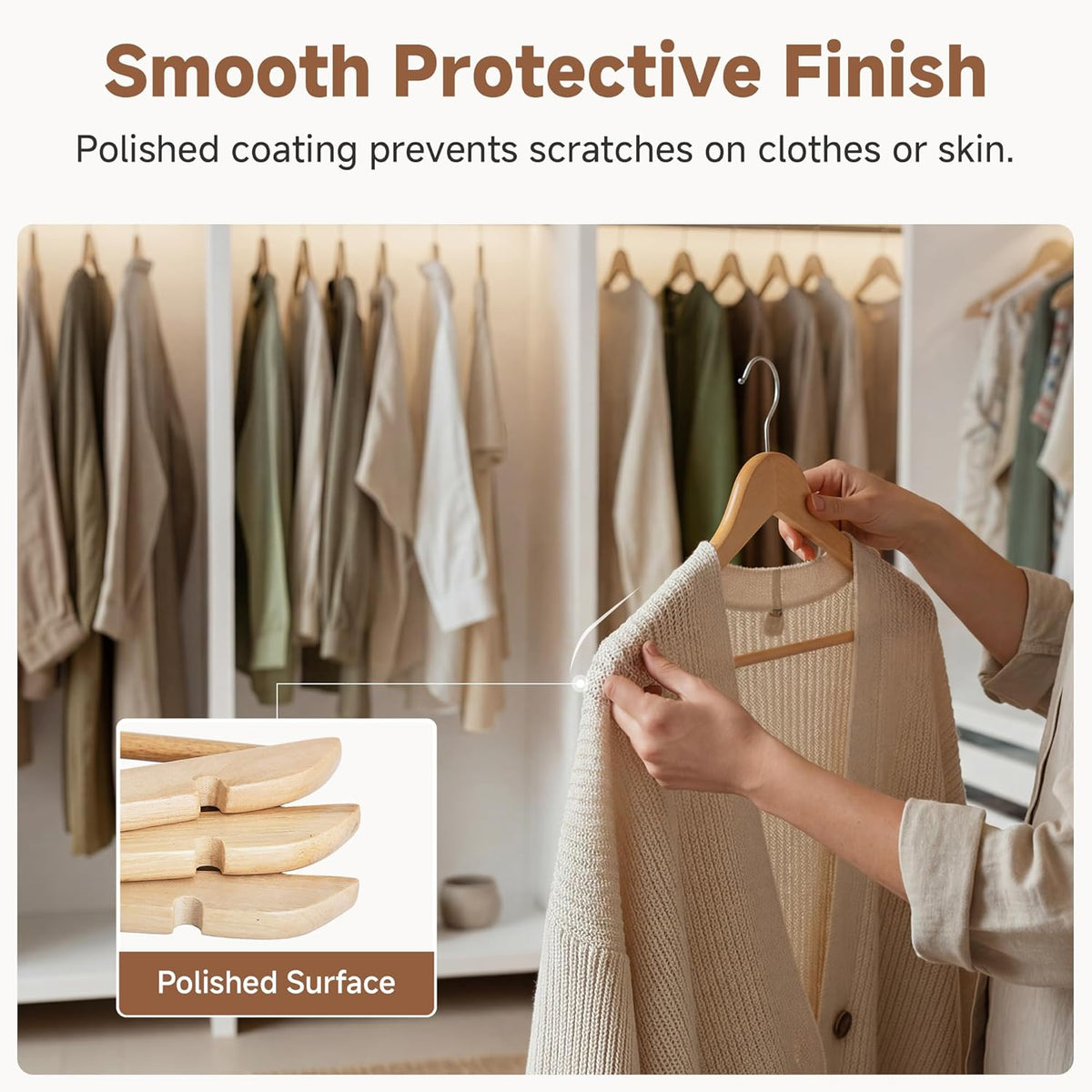 Solid Wood Coat Hangers, Pack of 20, view 7