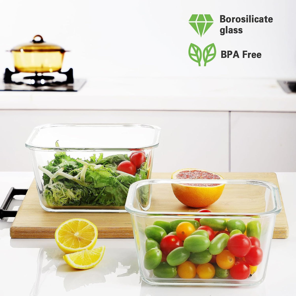 Large Glass Food Storage Containers, 1.8 Litre, Set of 2, view 7