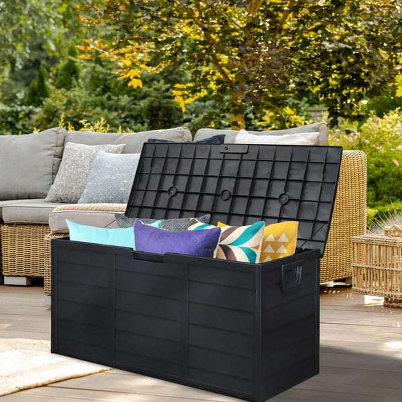 Pure Black Courtyard Storage Box with Two Wheels