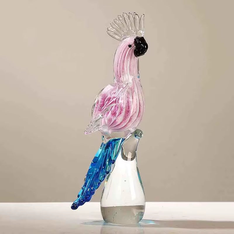 Parrot Sculpture Ornament, Glass Crafts, Bird Statues, Luxury Creative Gift, Living Room, Office, Desktop Decoration, Artwork
