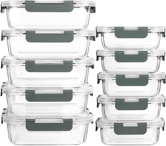 Glass Food Storage Containers, 10 Pack