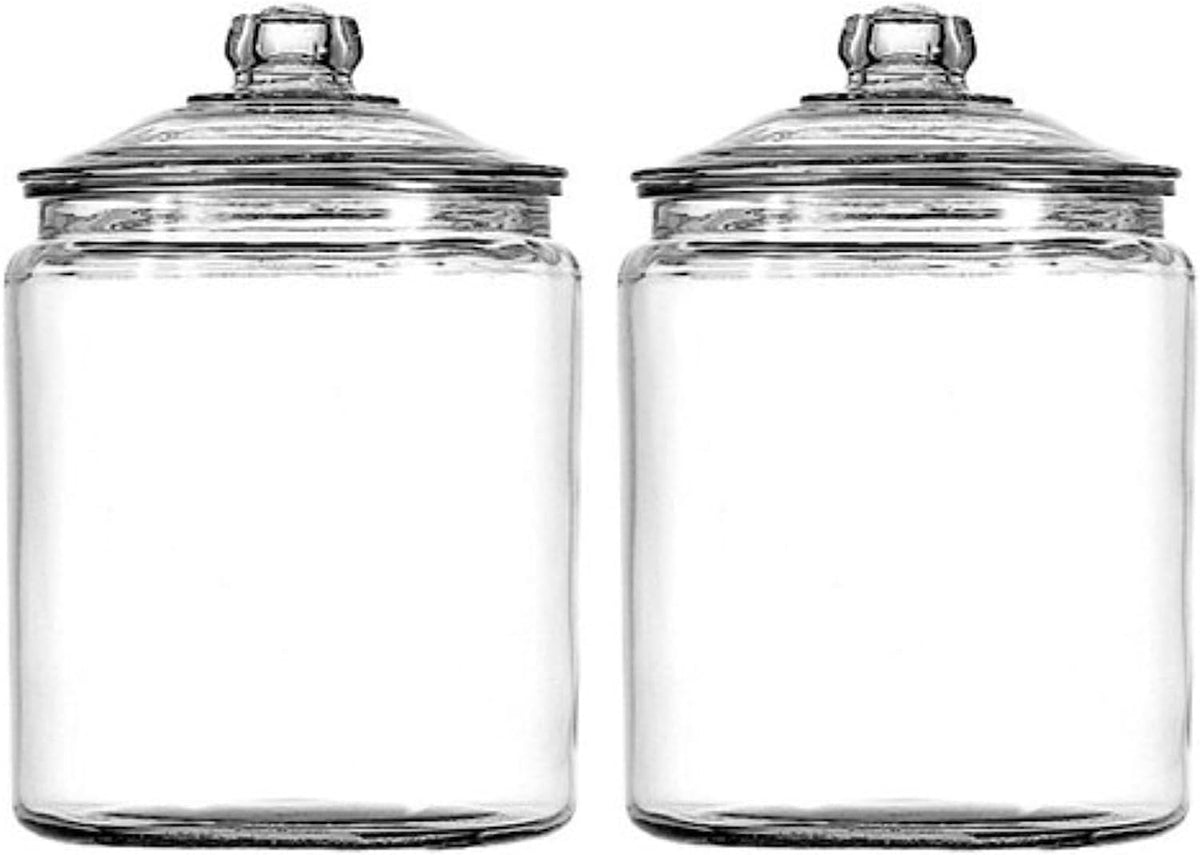 Large Glass Storage Jars with Glass Lids, 1 Gallon, Set of 2