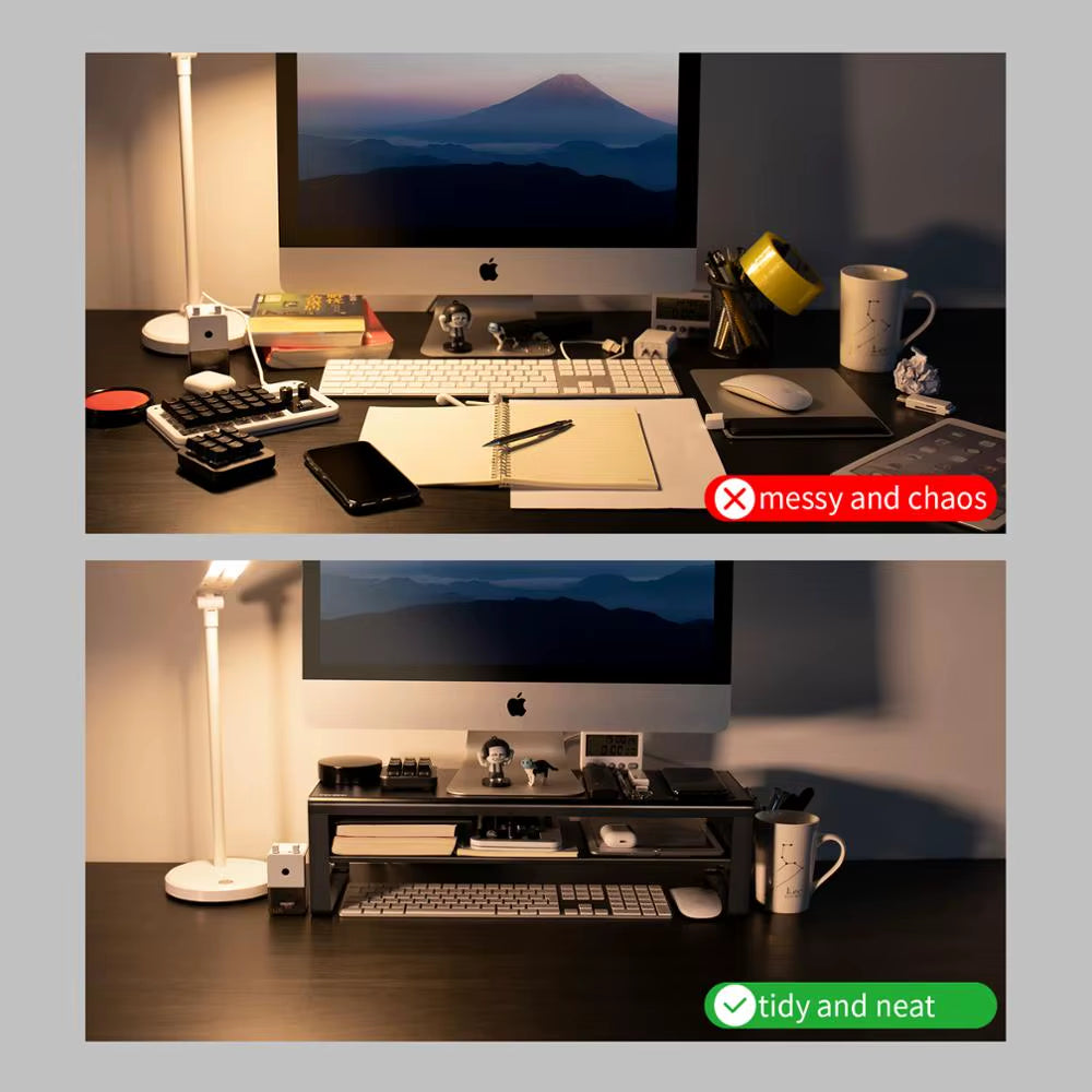 Monitor Stand Riser with USB3.0 Hub Support Data Transfer and Charging Steel Desk Organizer for Laptop Computer